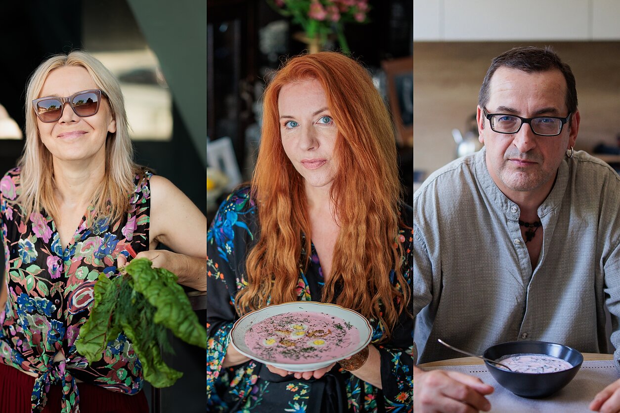 Rašytojų šaltibarščiai: nuo bajoriškos prabangos iki vaikystės nostalgijos. Iš kairės: Sara Poisson, Eglė Frank, Gytis Norvilas