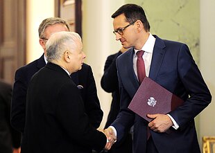Jaroslawas Kaczynskis ir Mateuszas Morawieckis