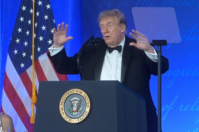 Donaldas Trumpas korespondentų vakarienėje