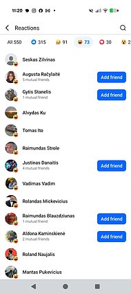 Reakcijos socialiniame tinkle Reakcijos socialiniame tinkle